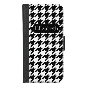 Vibrant Black and White Houndstooth and Name iPhone 8/7 Wallet Case