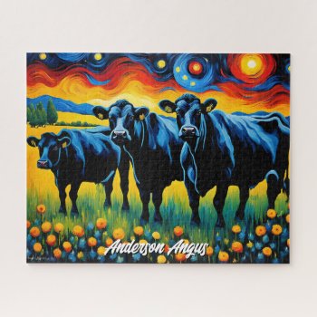 Vibrant Black Angus Cattle Jigsaw Puzzle by DakotaInspired at Zazzle