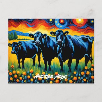 Vibrant Black Angus Cattle Postcard by DakotaInspired at Zazzle