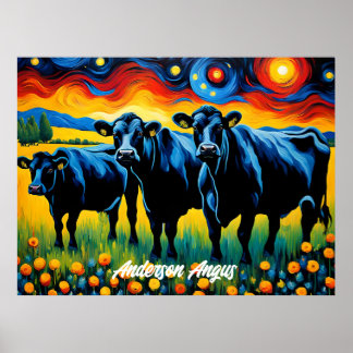 Vibrant Black Angus Cattle Poster