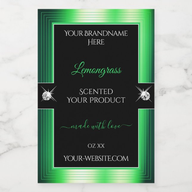 Vibrant Black Green Shiny Brilliants Product Label (Single Label)