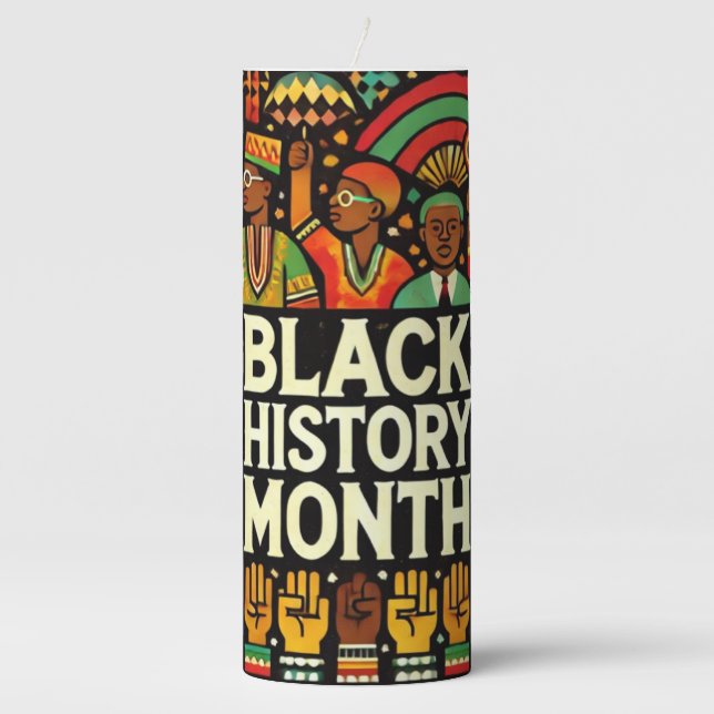 Vibrant Black History Month Afro Culture  Pillar Candle (Front)