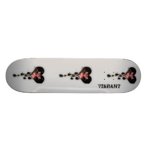 VIBRANT Black & Pink Heart Design Girls Skateboard Deck