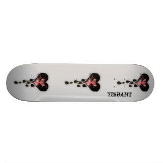 VIBRANT Black & Pink Heart Design Girls Skateboard Deck