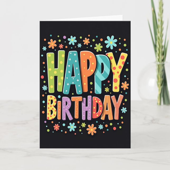 Vibrant Block Letters Birthday Card (Front)