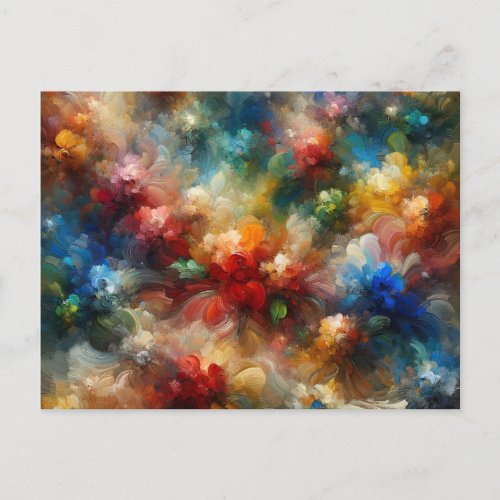 Vibrant Bloom Abstract Floral Symphony Postcard