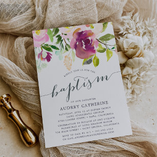 Vibrant Bloom Baptism Invitation