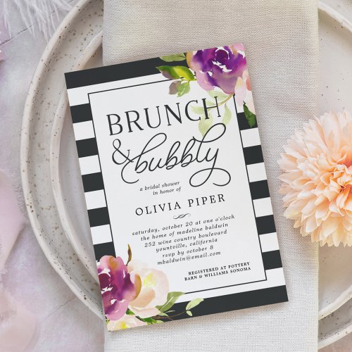 Vibrant Bloom Brunch  Bubbly Bridal Shower Invite