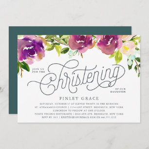 Vibrant Bloom Christening Invitation