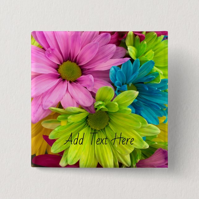 Vibrant Bloom – Colorful Floral Art Button (Front)