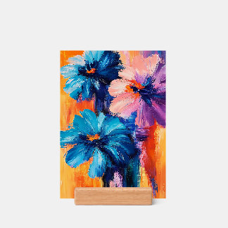 Vibrant Bloom - Floral Abstract on Wood Holder