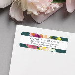 Vibrant Bloom | Floral Return Address Label<br><div class="desc">Designed to match our Vibrant Bloom wedding invitation collection,  these elegant floral return address labels feature a bouquet of watercolor rose and peony flowers in rich shades of violet,  blush and green on a jewel toned jasper green background.</div>