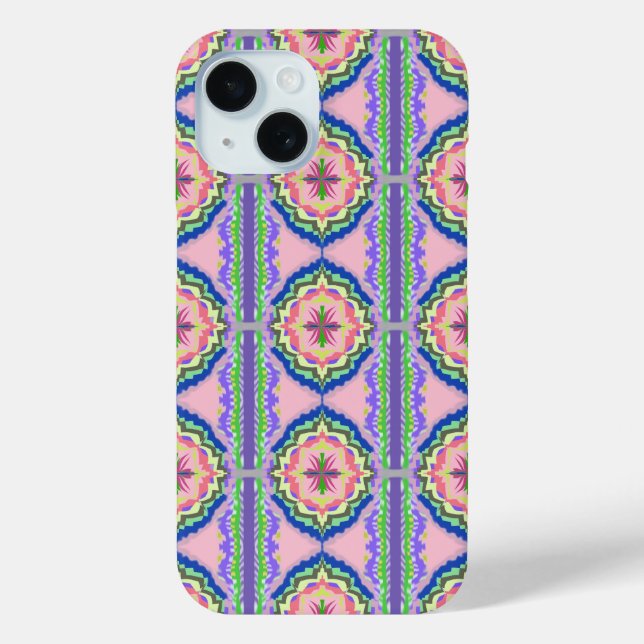 Vibrant Bloom Kaleidoscope: Pink & Emerald Mandala Case-Mate iPhone Case (Back)