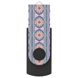 Vibrant Bloom Kaleidoscope: Pink & Emerald Mandala Flash Drive