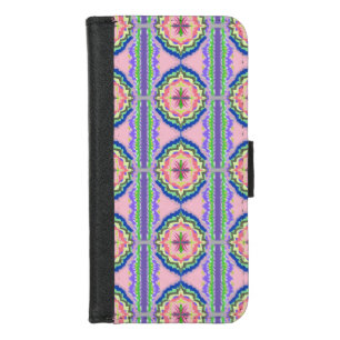 Vibrant Bloom Kaleidoscope: Pink & Emerald Mandala iPhone 8/7 Wallet Case