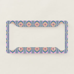 Vibrant Bloom Kaleidoscope: Pink & Emerald Mandala License Plate Frame