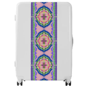 Vibrant Bloom Kaleidoscope: Pink & Emerald Mandala Luggage