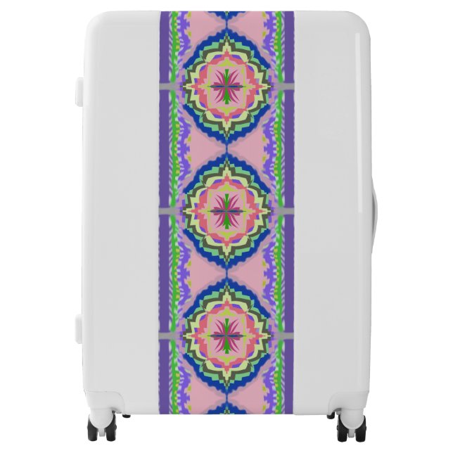 Vibrant Bloom Kaleidoscope: Pink & Emerald Mandala Luggage (Front)