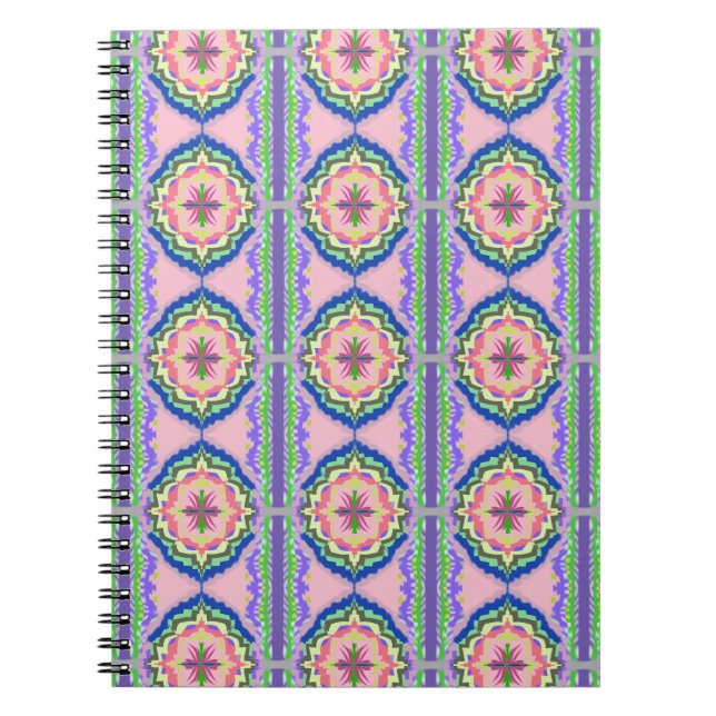 Vibrant Bloom Kaleidoscope: Pink & Emerald Mandala Notebook (Front)