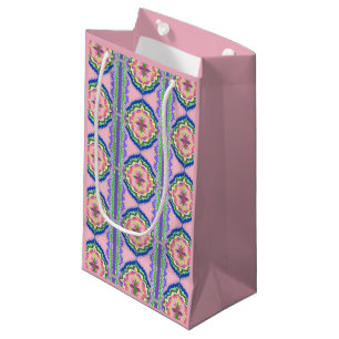Vibrant Bloom Kaleidoscope: Pink & Emerald Mandala Small Gift Bag