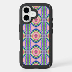 Vibrant Bloom Kaleidoscope: Pink & Emerald Mandala iPhone 16 Case