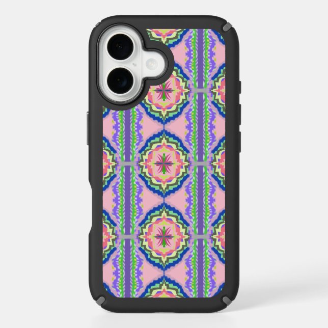 Vibrant Bloom Kaleidoscope: Pink & Emerald Mandala Speck iPhone Case (Front)
