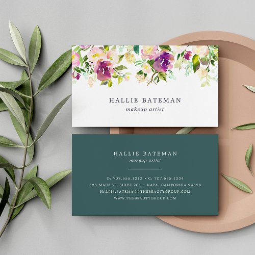 Vibrant Bloom  Modern Watercolor Floral Business Card