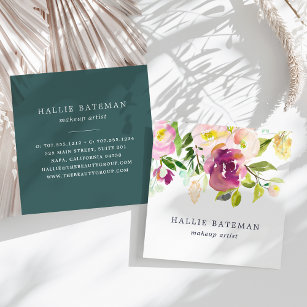 Vibrant Bloom   Modern Watercolor Floral Square Business Card