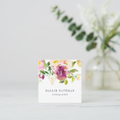 Vibrant Bloom | Modern Watercolor Floral Square Business Card (Standing Front)