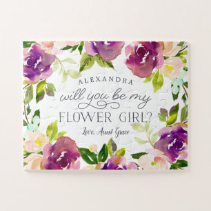 Vibrant Bloom   Personalized Be My Flower Girl Jigsaw Puzzle