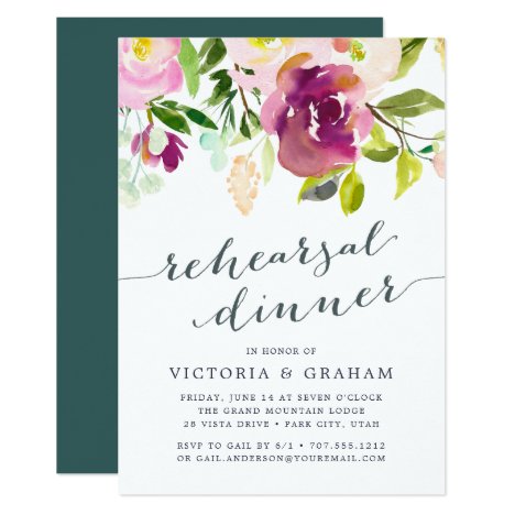Vibrant Bloom Rehearsal Dinner Invitation