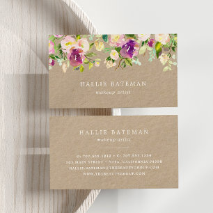 Vibrant Bloom   Rustic Kraft Floral Business Card