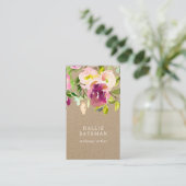 Vibrant Bloom | Rustic Watercolor Floral Kraft Business Card (Standing Front)