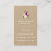 Vibrant Bloom | Rustic Watercolor Floral Kraft Business Card (Back)