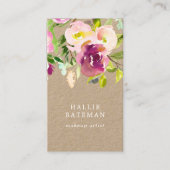 Vibrant Bloom | Rustic Watercolor Floral Kraft Business Card (Front)