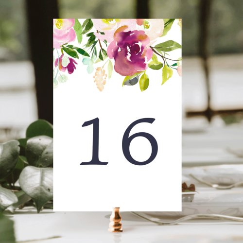 Vibrant Bloom Table Number Card