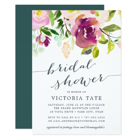 Vibrant Bloom Watercolor Bridal Shower Invitation