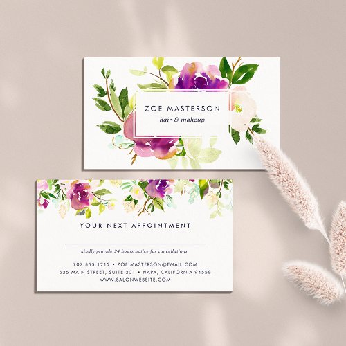 Vibrant Bloom  Watercolor Floral Appointment Card