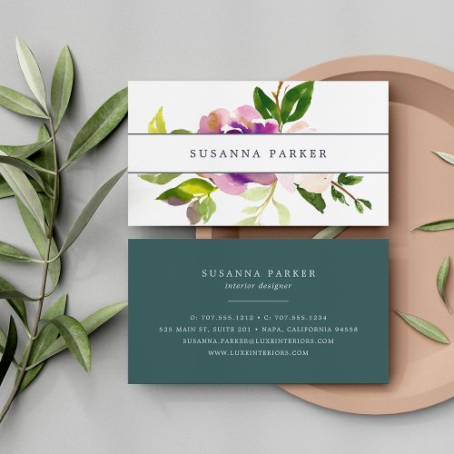 Vibrant Bloom  Watercolor Floral Business Card