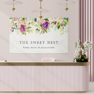 Vibrant Bloom   Watercolor Floral Business Name Banner