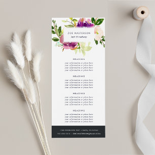 Vibrant Bloom Watercolor Floral Pricing/Services Rack Card