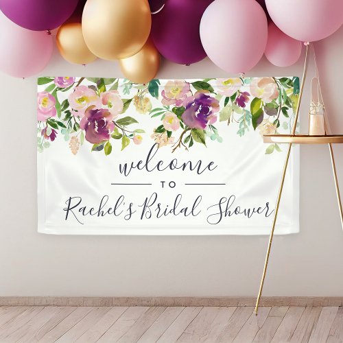 Vibrant Bloom  Watercolor Floral Shower Welcome Banner