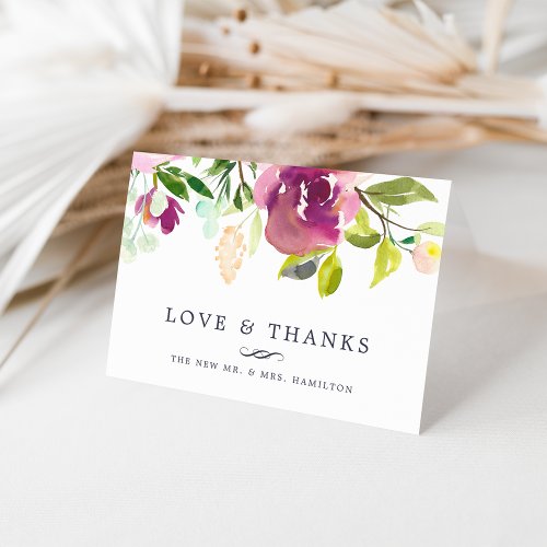 Vibrant Bloom  Watercolor Floral Thank You Card