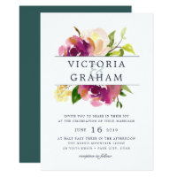 Vibrant Bloom Watercolor Floral Wedding Invitation