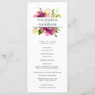 Vibrant Bloom Wedding Ceremony Program
