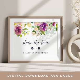 Vibrant Bloom Wedding Hashtag Sign