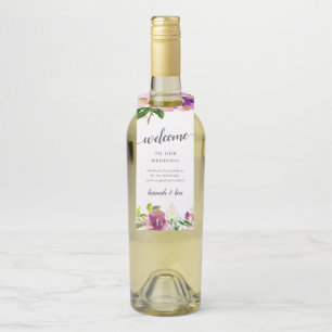 Vibrant Bloom Wedding Welcome Bottle Hanger Tag