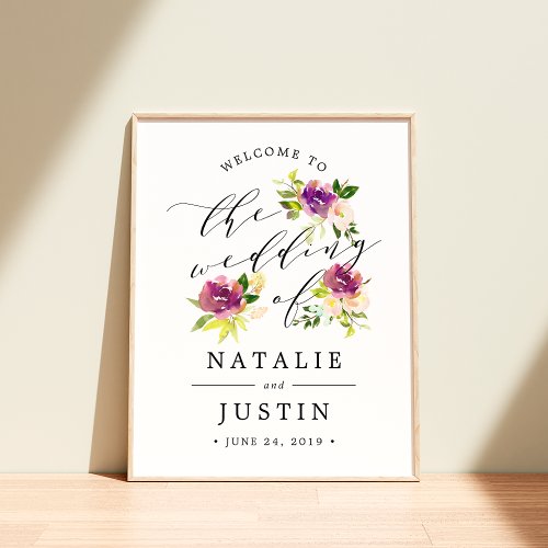 Vibrant Bloom Wedding Welcome Sign