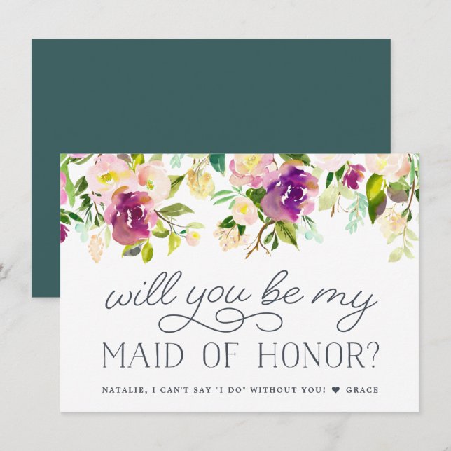 Vibrant Bloom | Will You Be My Maid of Honor Card (Front/Back)