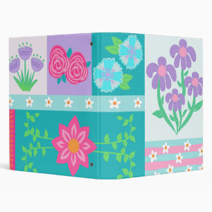 Vibrant Blooming Flowers Design 3 Ring Binder